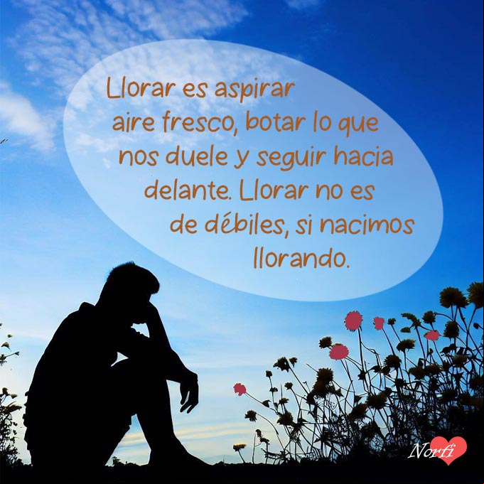 Llorar es aspirar aire fresco, botar lo que nos duele y seguir hacia delante. Llorar no es de débiles, nacimos llorando Silueta de persona sentada pensando