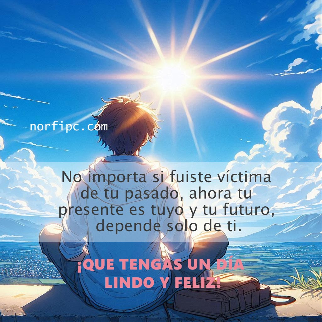 No importa si fuiste víctima de tu pasado, ahora tu presente es tuyo y tu futuro, depende solo de ti.
¡Que tengas un día lindo y feliz! Chico sentado mirando el amanecer