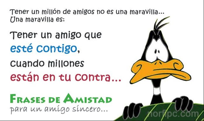 Tener un millón de amigos no es una maravilla, una maravilla es tener un amigo que esté contigo, cuando millones están en tu contra... Mensajes para una amiga o un amigo de verdad y sincero