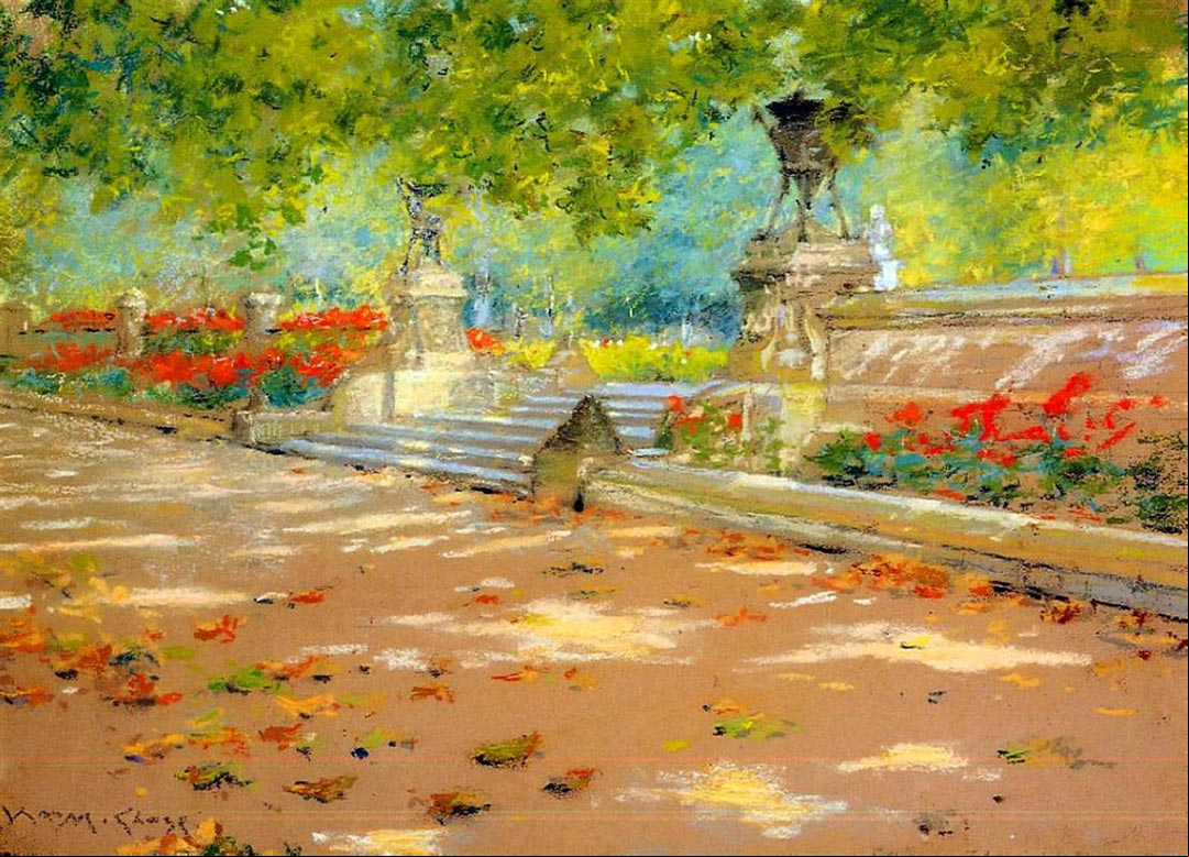 William Merritt Chase - Terrace, Prospect Park, 1886, impresionismo William Merritt Chase - Terrace, Prospect Park, 1886, impresionismo