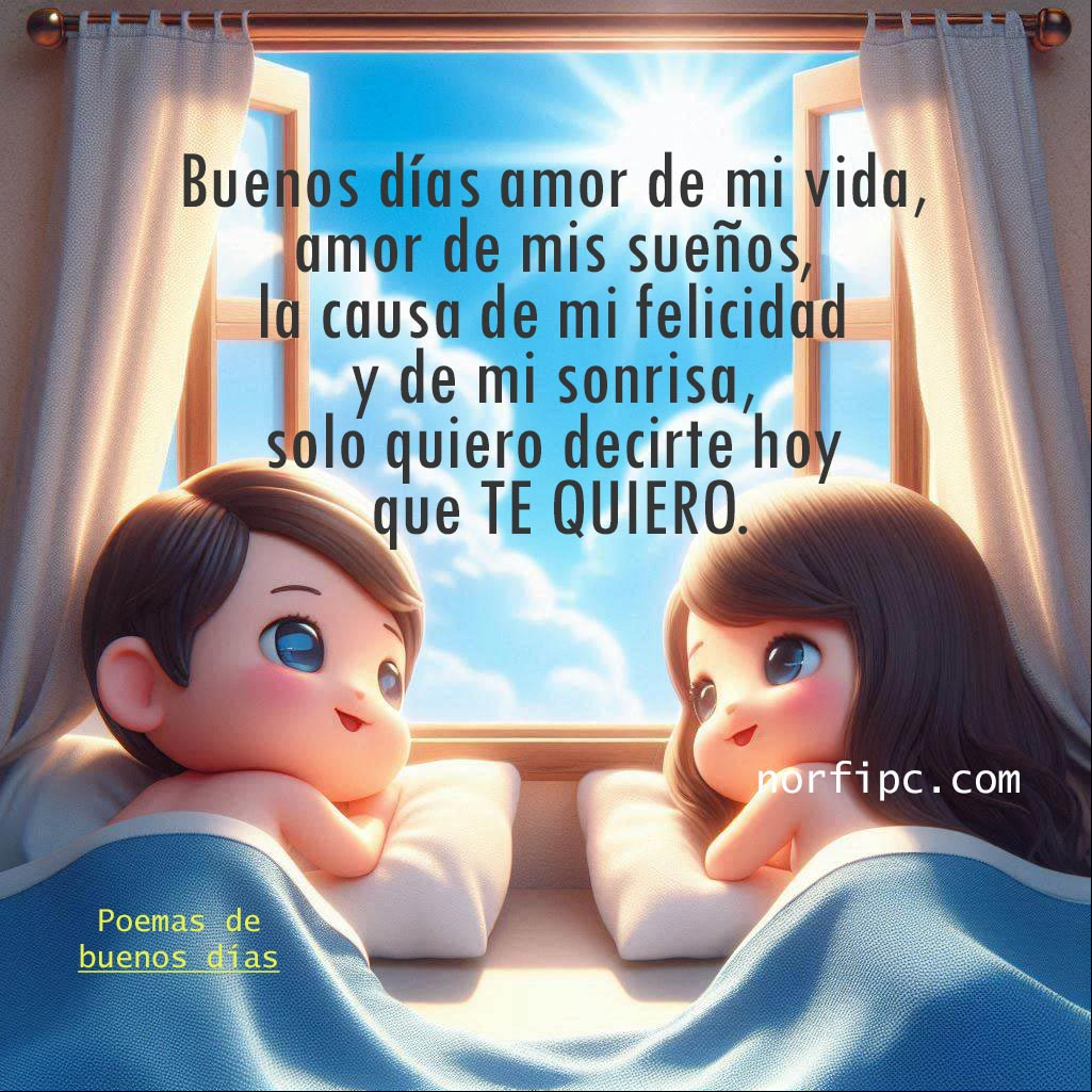 Buenos días amor de mi vida, amor de mis sueños, la causa de mi felicidad y de mi sonrisa, solo quiero decirte hoy que te quiero Dos chicos en la cama al amanecer, animado kawai