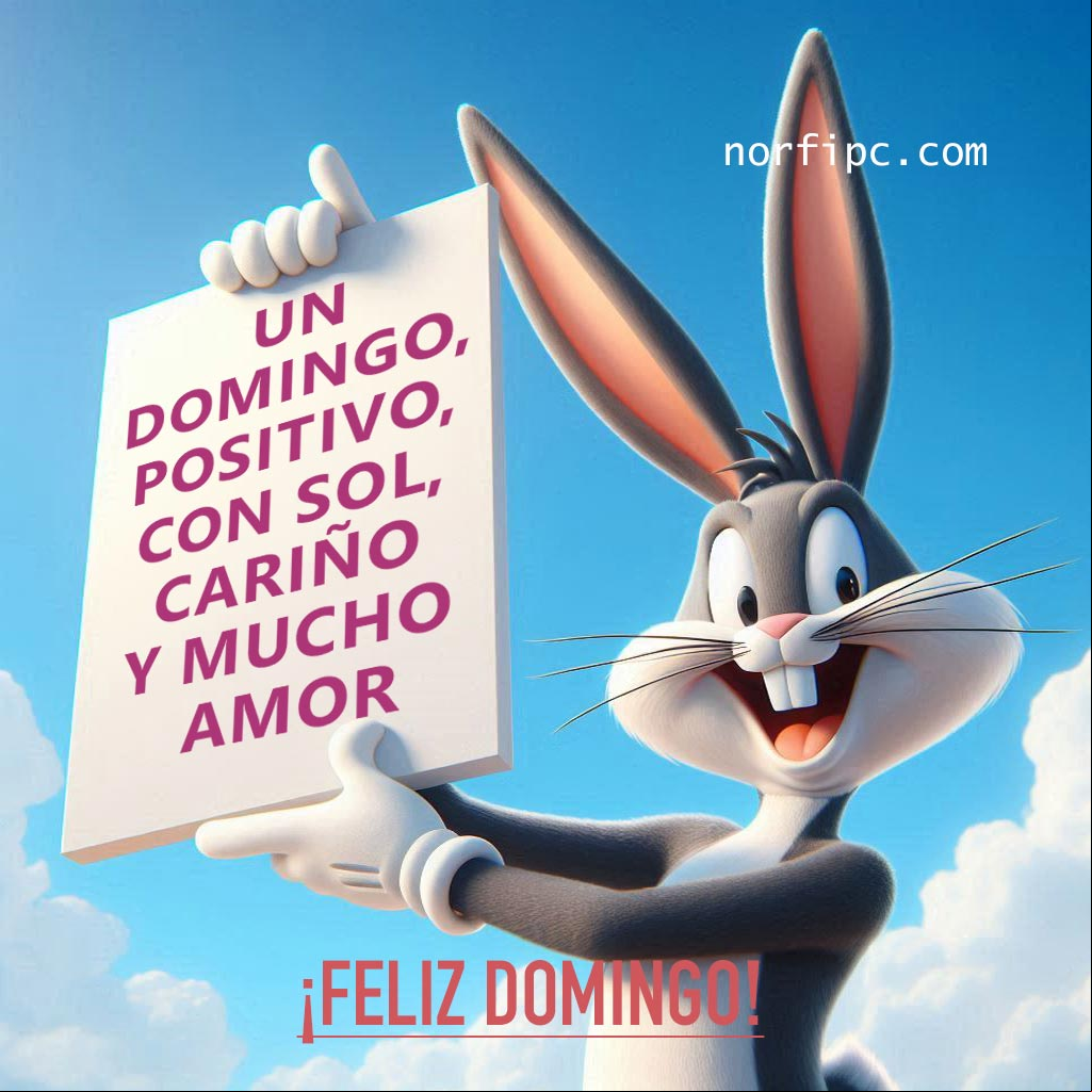 Hoy es domingo, te saludo deseándote que tengas un día positivo, con sol, cariño y mucho amor Pato con un cartel en la mano