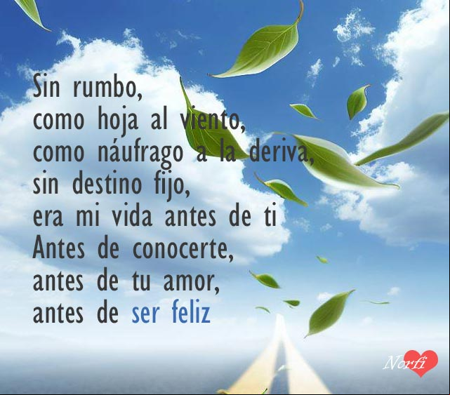 Sin rumbo, como hoja al viento, como náufrago a la deriva, sin destino fijo, era mi vida antes de ti; antes de conocerte, antes de tu amor, antes de ser feliz.. #ConfesionAmor Hojas de un arbol volando en el viento