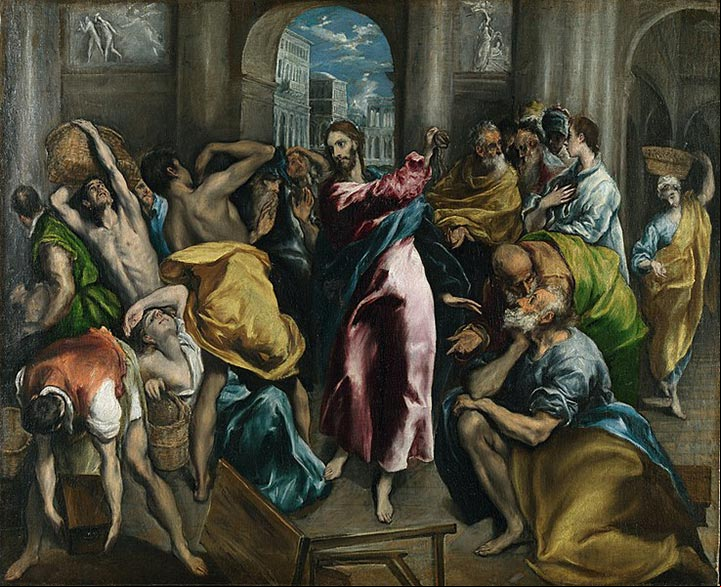 Cristo expulsa los comerciantes del templo, pintura de El Greco Cristo expulsa los comerciantes del templo, pintura de El Greco