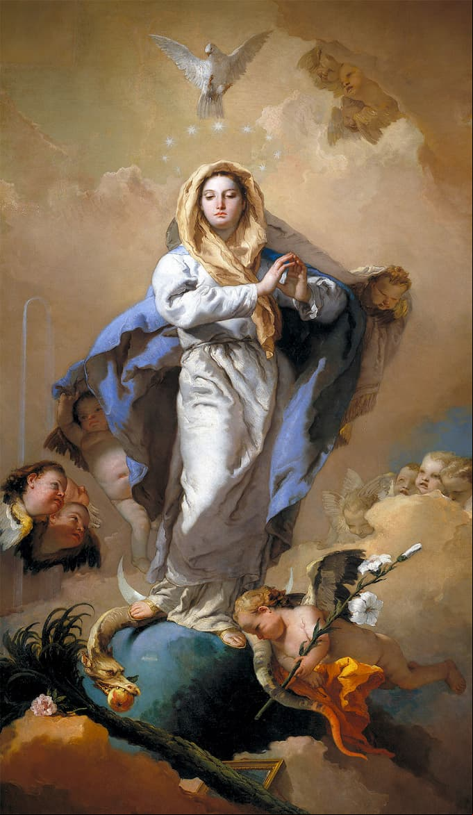Pintura La Inmaculada Concepción de María del pintor italiano Giovanni Battista Tiepolo La Inmaculada Concepción de María