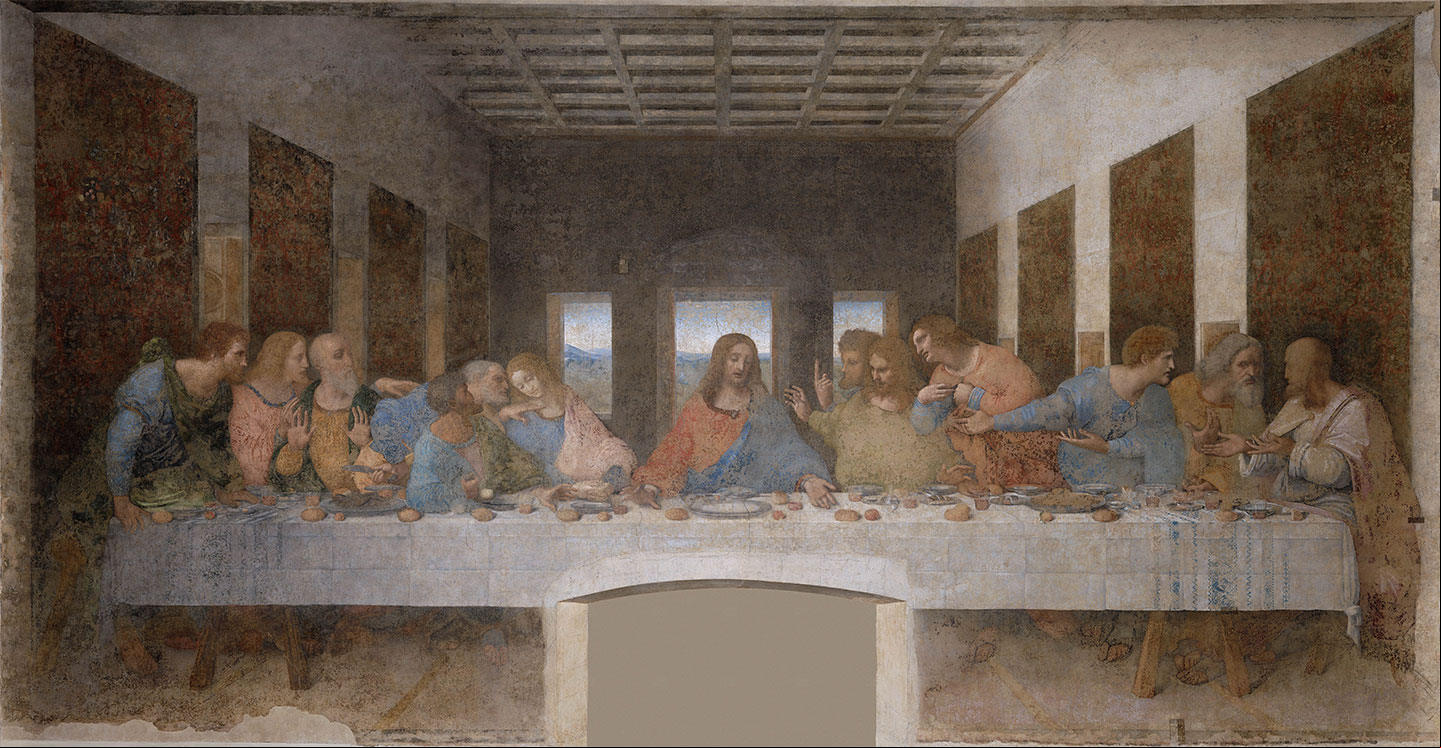 La Última Cena de Jesús con los 12 Apóstoles, pintura original de Leonardo da Vinci La Última Cena de Jesús con los 12 Apóstoles, sus discípulos