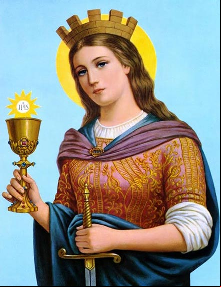 Imagen clásica y popular de Santa Bárbara, antigua virgen y mártir cristiana Imagen de Santa Bárbara, antigua virgen y mártir cristiana