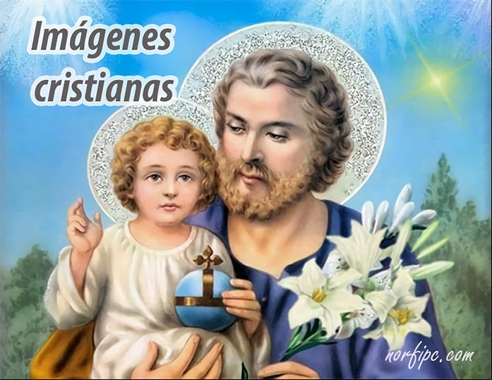 Imagen de San José y el niño Jesús. #ImagenesCristianas Imágenes y fotos religiosas cristianas para descargar gratis