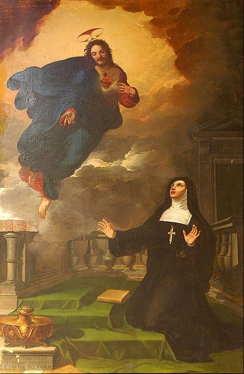 La aparición del Sagrado Corazón de Jesús a Santa Margarita María Alacoque Imagen de Santa Margarita María Alacoque