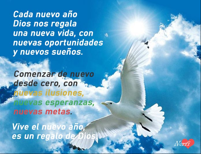 Cada día Dios te entrega una nueva vida, con nuevas oportunidades y nuevos sueños. Cada día nace una esperanza. No dejes que muera. No la mates... Mensajes de aliento para un nuevo año, una nueva vida y comienzo