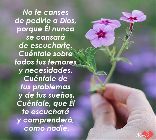 Cuéntale tus problemas y necesidades a Dios, que Él te escuchará y comprenderá, como nadie Cuéntale tus problemas y necesidades a Dios, que Él te escuchará y comprenderá, como nadie