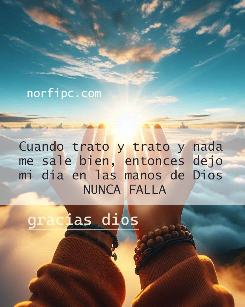 Cuando trato y trato y nada me sale bien, entonces dejo mi día en las manos de Dios. Nunca falla. Gracias Dios Manos de mujer extendidas hacia el sol del amanecer