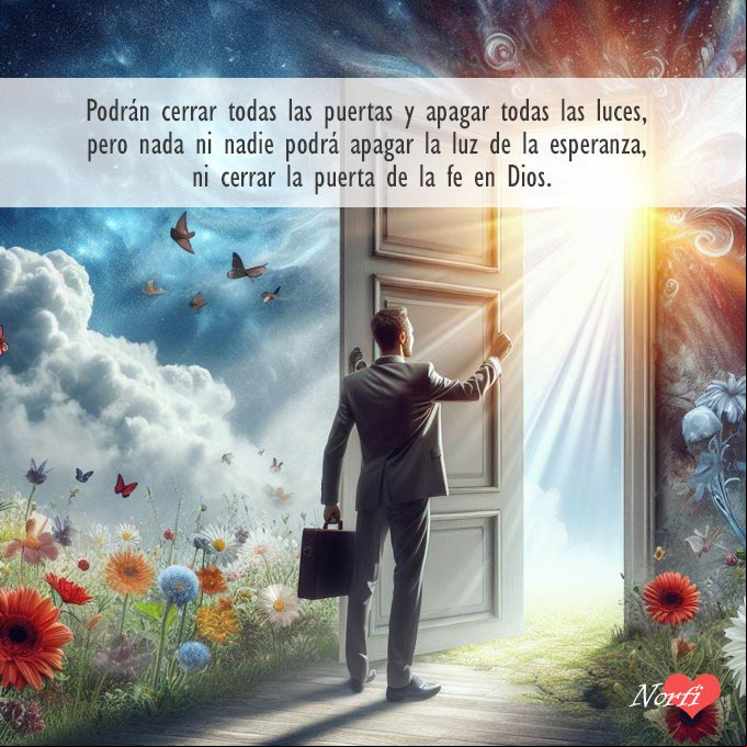 Podrán cerrar todas las puertas y apagar todas las luces, pero nada ni nadie podrá apagar la luz de la esperanza, ni cerrar la puerta de la fe en Dios Hombre tocando una puerta