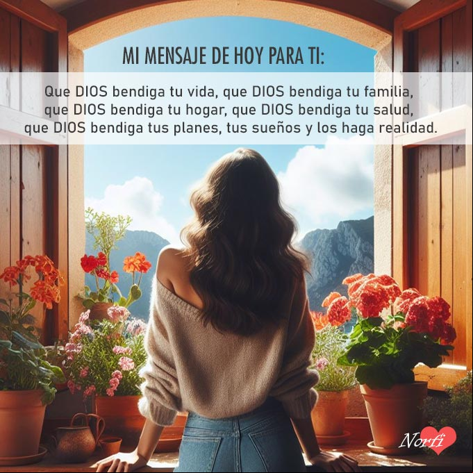 Que DIOS bendiga tu vida, que DIOS bendiga tu familia, que DIOS bendiga tu hogar, que DIOS bendiga tu salud, que DIOS bendiga tus planes, tus sueños y los haga todos realidad Mujer en una ventana mirando afuera
