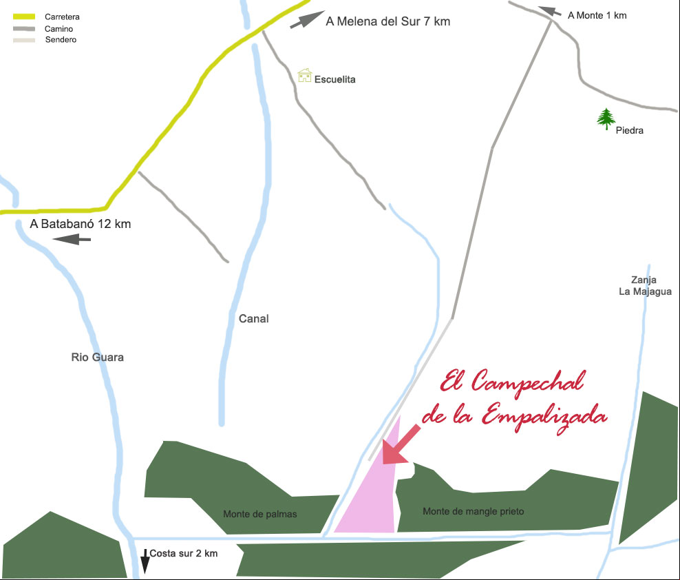 Mapa con la ubicación del Campechal de la Empalizada Mapa con la ubicación del Campechal de la Empalizada