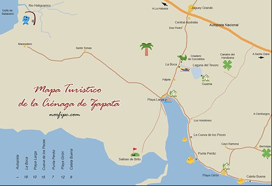 Mapa turístico de la Ciénaga de Zapata Mapa turístico de la Ciénaga de Zapata