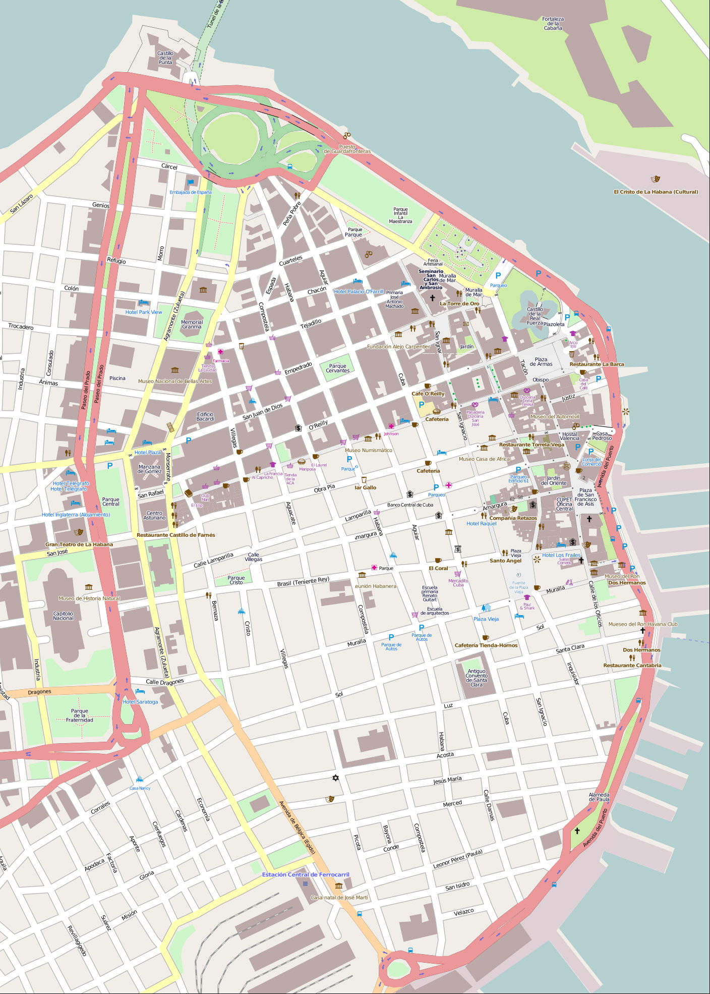 Mapa Turístico de la Habana Vieja Mapa Turístico de la Habana Vieja