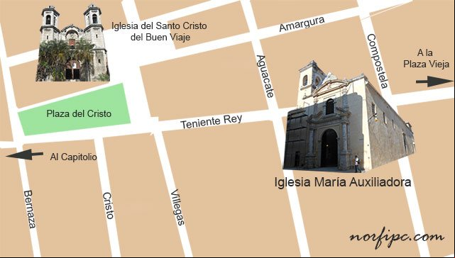 Mapa con la ubicación de La Iglesia Iglesia María Auxiliadora en la Habana Vieja Mapa con la ubicación de La Iglesia Iglesia María Auxiliadora en la Habana Vieja
