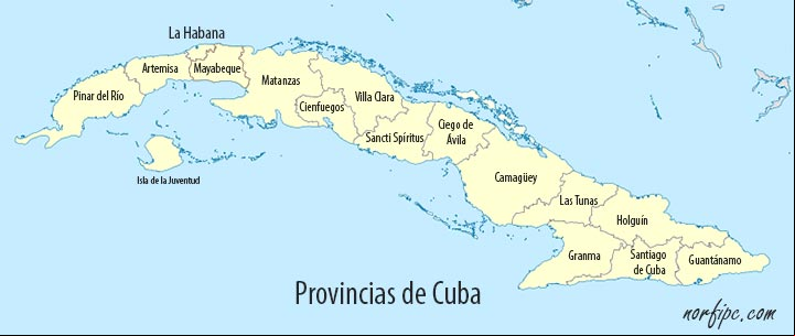 Mapa con las 14 provincias de Cuba Mapa con las 14 provincias de Cuba
