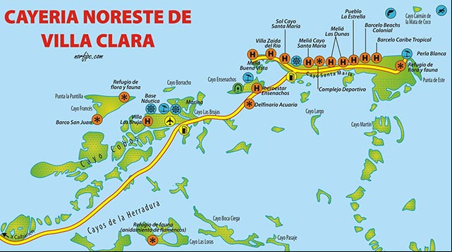 Mapa turístico de Cayo Santa María Mapa turístico de Cayo Santa María