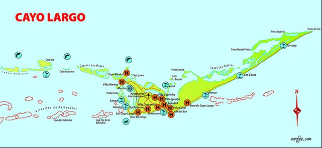Mapa turístico de Cayo Largo Mapa turístico de Cayo Largo