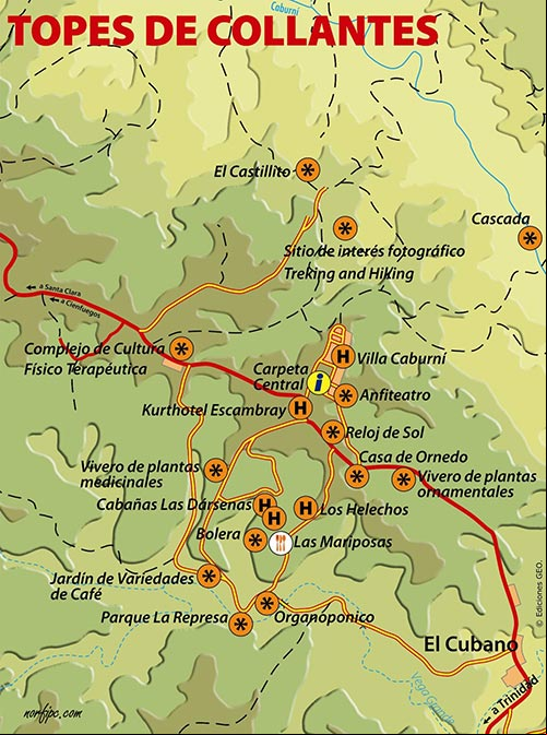 Mapa turístico de Topes de Collante Mapa turístico de Topes de Collante
