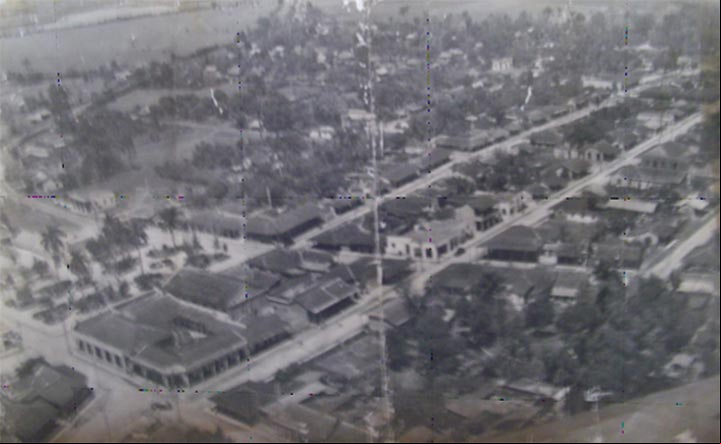 Foto aérea de Melena del Sur, tomada en los años 40 del siglo pasado Foto aérea de Melena del Sur