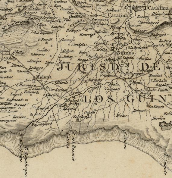 Recorrido del Rio Mayabeque en la Carta de Vives de 1835 Recorrido del Rio Mayabeque en la Carta de Vives de 1835
