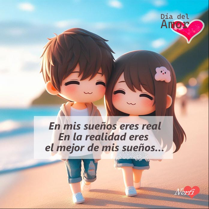 Dos enamorados caminando de la mano por la playa, ilustración