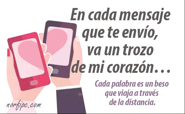 En cada mensaje que te envío, va un trozo de mi corazón. Cada palabra es un beso que viaja a través de la distancia. #MensajesAmor En cada mensaje que te envío, va un trozo de mi corazón