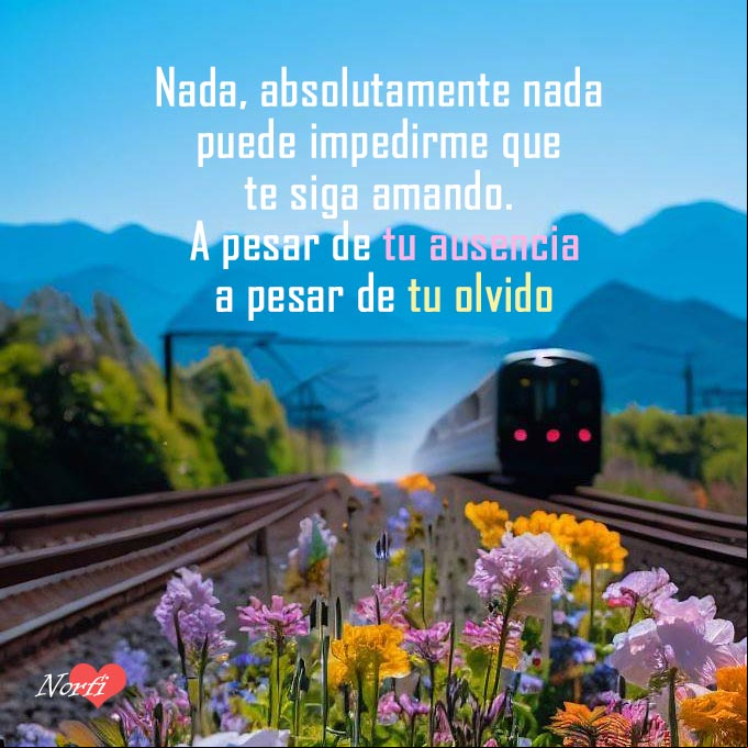 Nada, absolutamente nada puede impedirme que te siga amando. A pesar de tu ausencia... a pesar de tu olvido Tren alejandose
