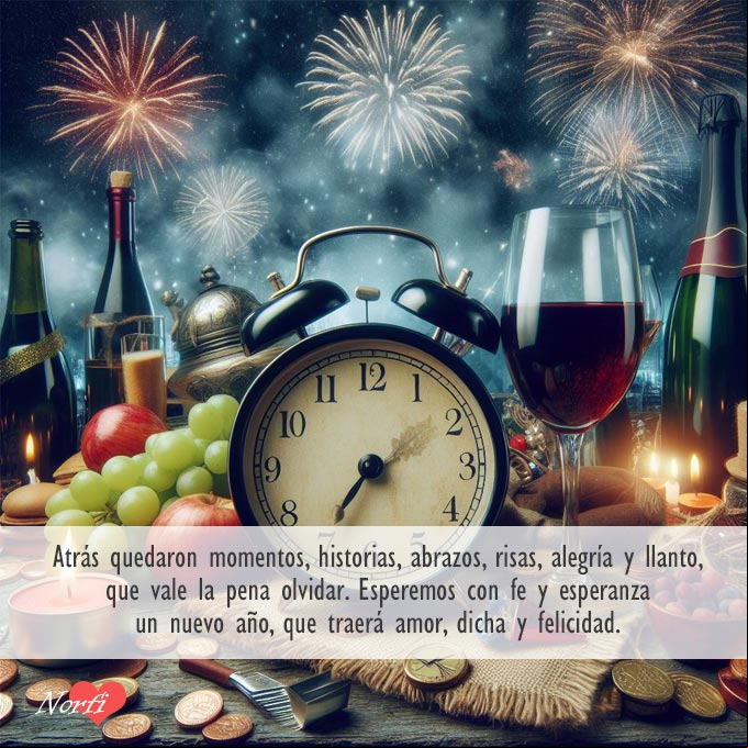 Atrás quedaron momentos, historias de disputas, abrazos, risas, alegría y llanto, que vale la pena olvidar. Esperemos con fe y esperanza un nuevo año, que traerá amor, dicha y felicidad. ¡Feliz Año Nuevo! Mensaje de felicitacion y fe para un nuevo año