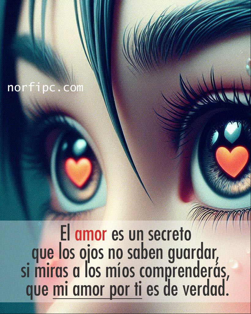El amor es un secreto que los ojos no saben guardar, si miras a los míos comprenderás, que mi amor por ti es de verdad Ojos de una persona