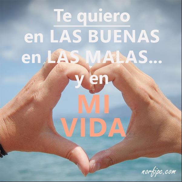 Te quiero en las buenas, en las malas... y en mi vida. #MensajesDeAmor Mensaje de amor: Te quiero en mi vida