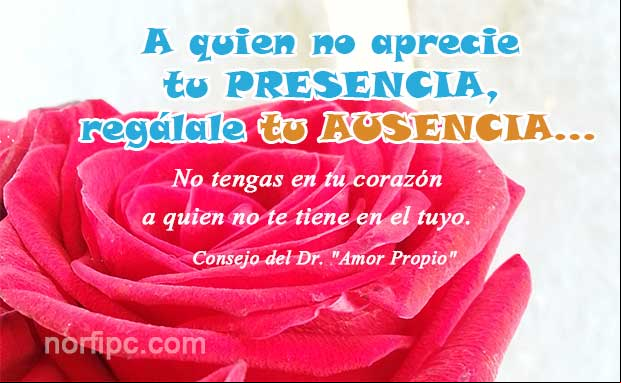 A quien no aprecie tu presencia, regálale tu ausencia... A quien no aprecie tu presencia, regálale tu ausencia. Frase de un psicologo