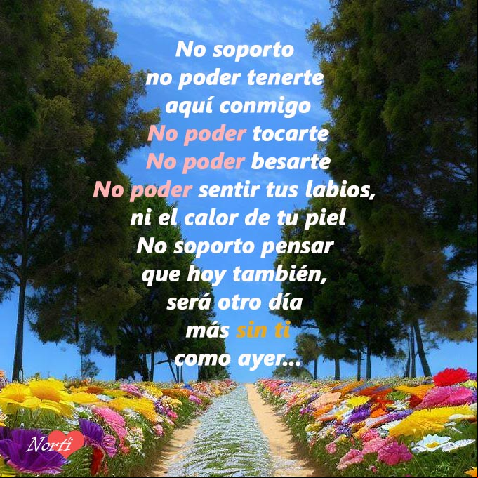 No soporto estar otro día más sin ti. Poema por una separación Camino con flores a los lados