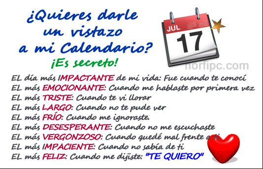 Mi calendario de amor Mi calendario de amor