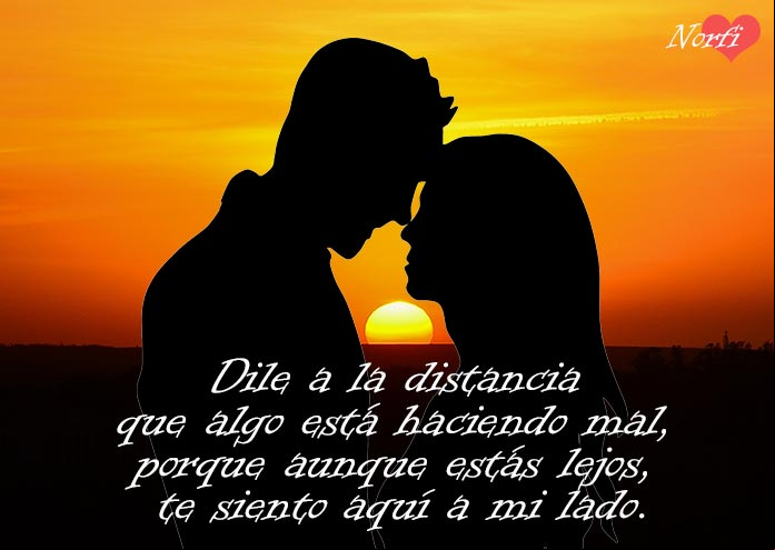 Dile a la distancia que algo está haciendo mal, porque aunque estás lejos, te siento aquí a mi lado. Te siento aquí a mi lado