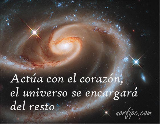 Actúa con el corazón, el universo se encargará del resto. #FrasesEspirituales Actua con el corazon
