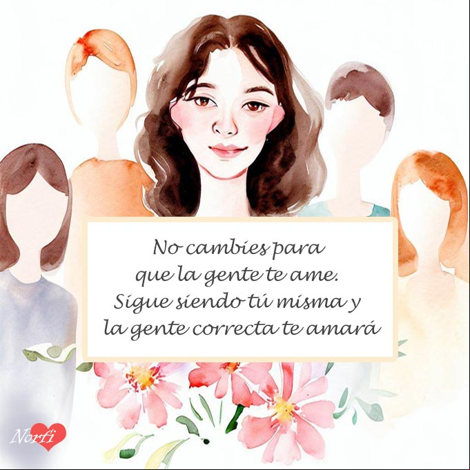 No cambies para que la gente te ame. Sigue siendo tú misma y la gente correcta te amará. #Meditaciones Mujer rodeada de personas