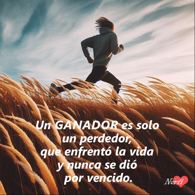 Un ganador es solo un perdedor, que enfrentó la vida y nunca se dio por vencido. #Actitud Persona corriendo contra el viento