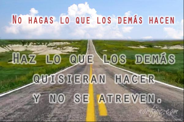 No hagas lo que los demás hacen, haz lo que los demás quisieran hacer y no se atreven. #FraseMotivadora Haz lo que los demás no se atreven