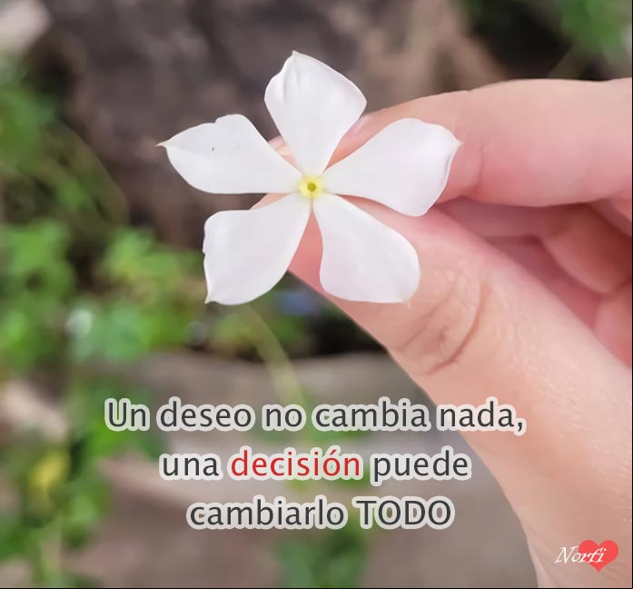 Un deseo no cambia nada, una decisión puede cambiarlo todo. #FraseMotivadora Una decisión puede cambiarlo todo