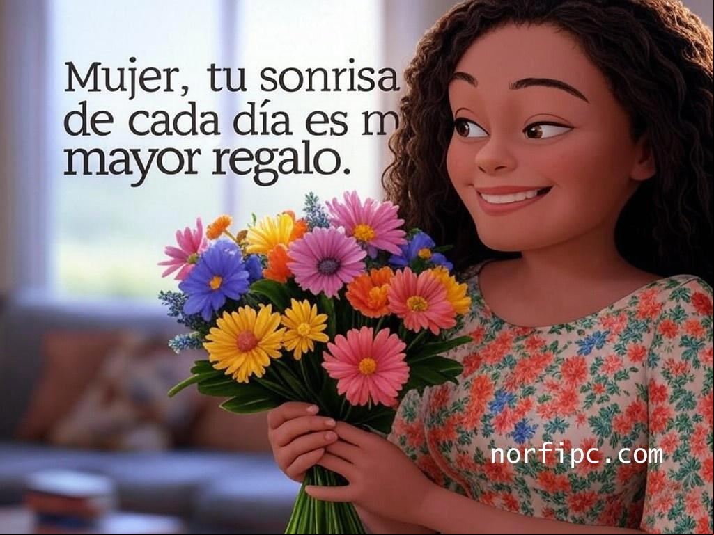 Mujer recibiendo ramo de flores