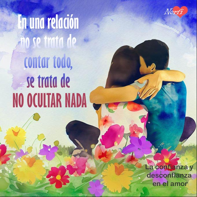 En una relación no se trata de contar todo, se trata de NO ocultar nada Un hombre y una mujer abrazados en el parque