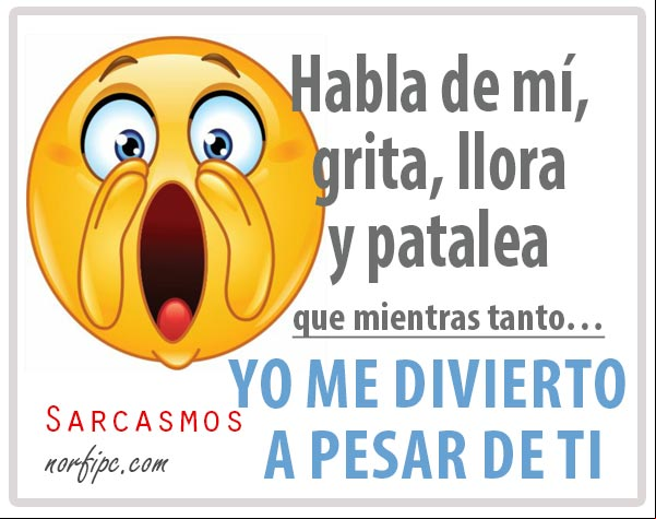 Habla de mí, grita, llora y patalea, que mientras tanto… yo me divierto a pesar de ti. #Sarcasmos A pesar de ti me divierto
