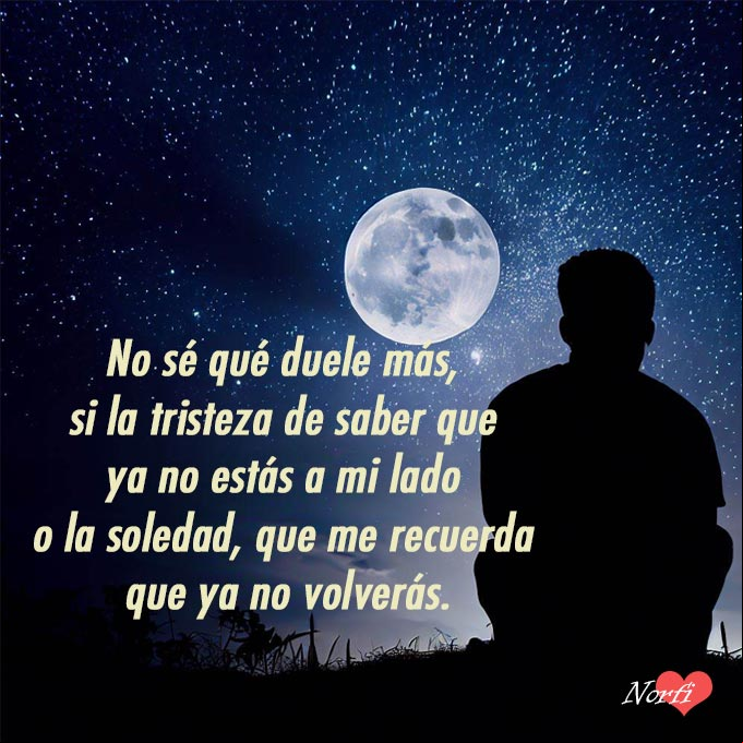 No sé qué duele más, si la tristeza de saber que ya no estás a mi lado o la soledad, que me recuerda que ya no volverás nunca más Persona sentada bajo la luna, noche estrellada