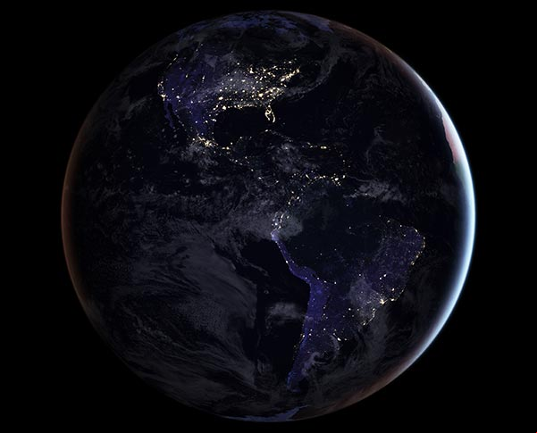 Sensacional foto de nuestro continente americano de noche. #FotosNASA La Tierra de noche en el hemisferio occidental