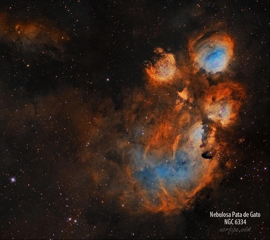 Fotografía de la Nebulosa Pata de Gato, clasificada como NGC 6334. #Nebulosas Fotografía de la Nebulosa Pata de Gato