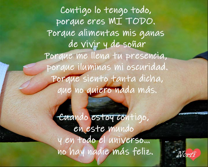 Cuando estoy contigo, no hay nadie más feliz. #PoemaDeAmor Cuando estoy contigo, no hay nadie más feliz. Poema de amor